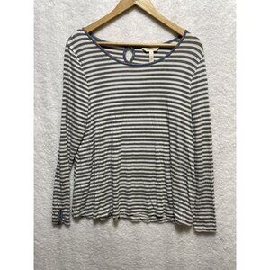 Matilda Jane Striped Long Sleeve Top Women's Size S Boat Neck Keyhole Back